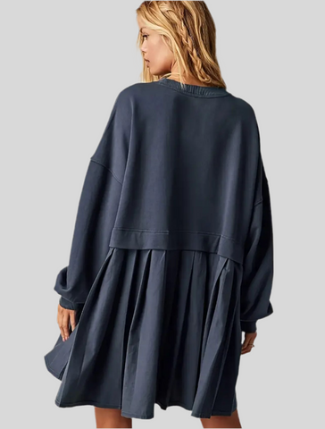 VESTIDO CORTO OVERSIZE DOS TEJIDOS 3 CLRS
