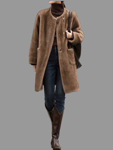 ABRIGO DE VISÓN ECO CON BOLSILLOS PLASTON