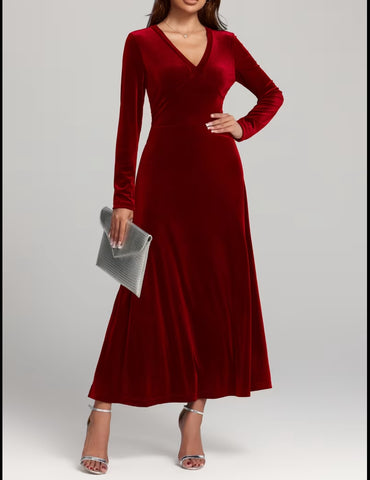 VESTIDO DE TERCIOPELO FALDA EVASÉ 3 CLRS