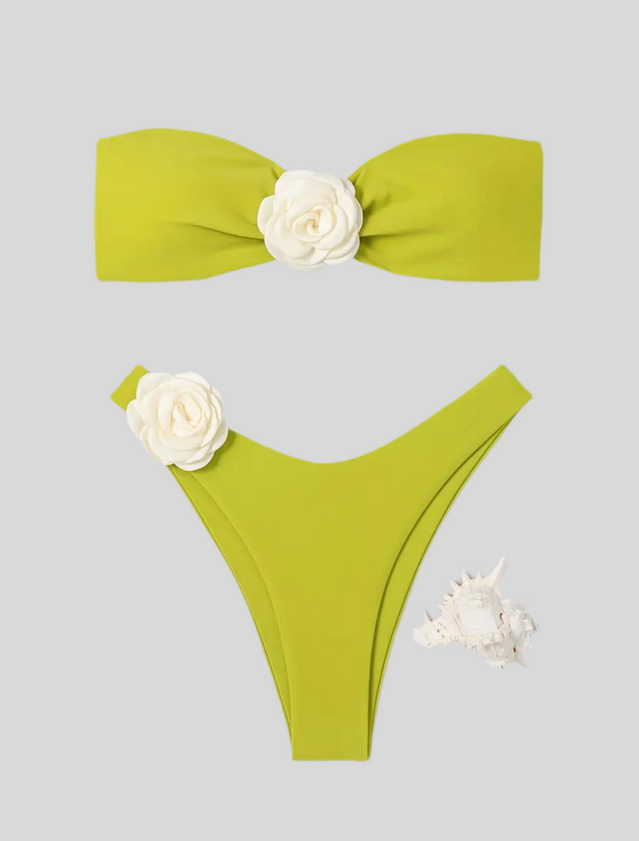 BIKINI BANDEAU ATADO CON FLOR 3 CLRS