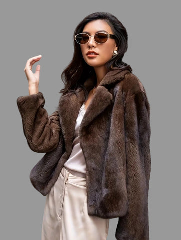 CHAQUETA CORTA DE FAUX FUR VISON
