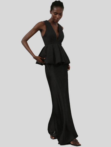PEPLUM TOP WITH DEEP NECKLINE 3 CLOSURES