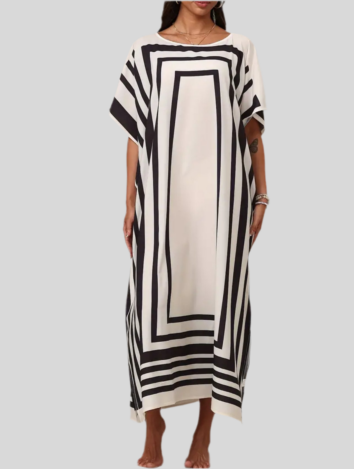 KAFTAN CON ESTAMPADO GEOMETRÌCO BLACK