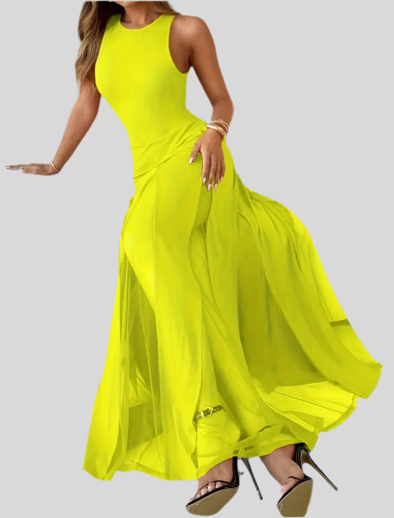 VESTIDO CON TRANSPARENCIAS 4 CLRS