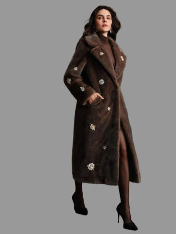 ABRIGO FAUX FUR CON BRILLANTES