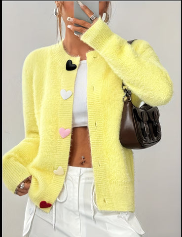 CHAQUETA DE PUNTO BOTON CORAZON 8 CLRS