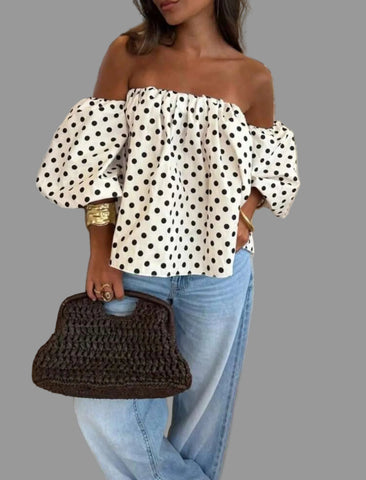 BLUSÓN OPEN SHOULDER LUNARES 6 CLRS