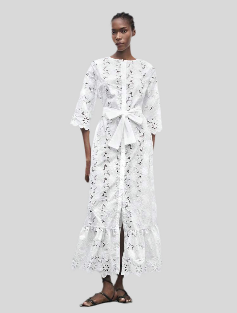 VESTIDO CON LAZADA ABOTONADO