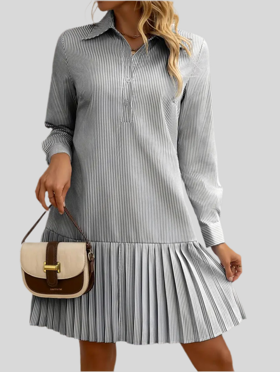 VESTIDO CAMISERO VOLANTE PLISADO 5 CLRS