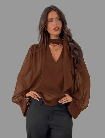 CAMISA AMPLIA CON ESCOTE Y LAZADA 9 CLRS