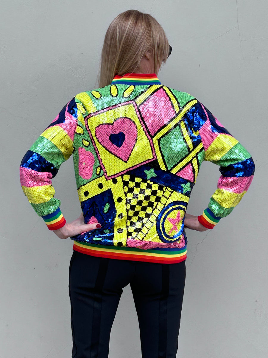 Bomber de lentejuelas multicolor