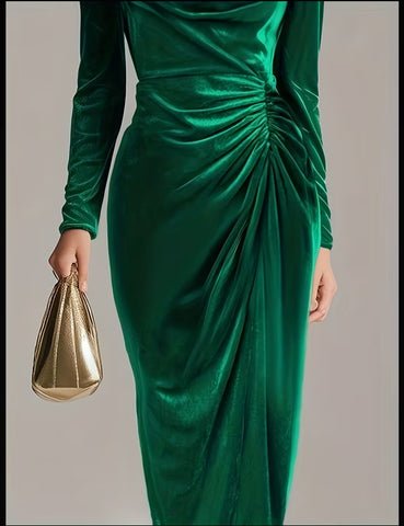 VESTIDO TERCIOPELO DRAPEADO 3 CLRS