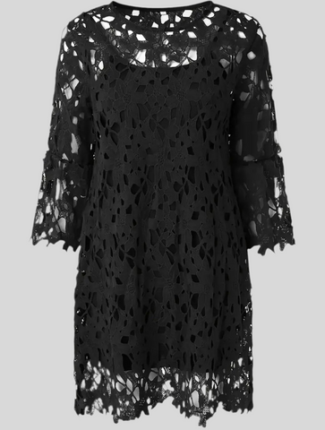 VESTIDO DE GUIPUR MANGAS VOLANTE 2 CLRS