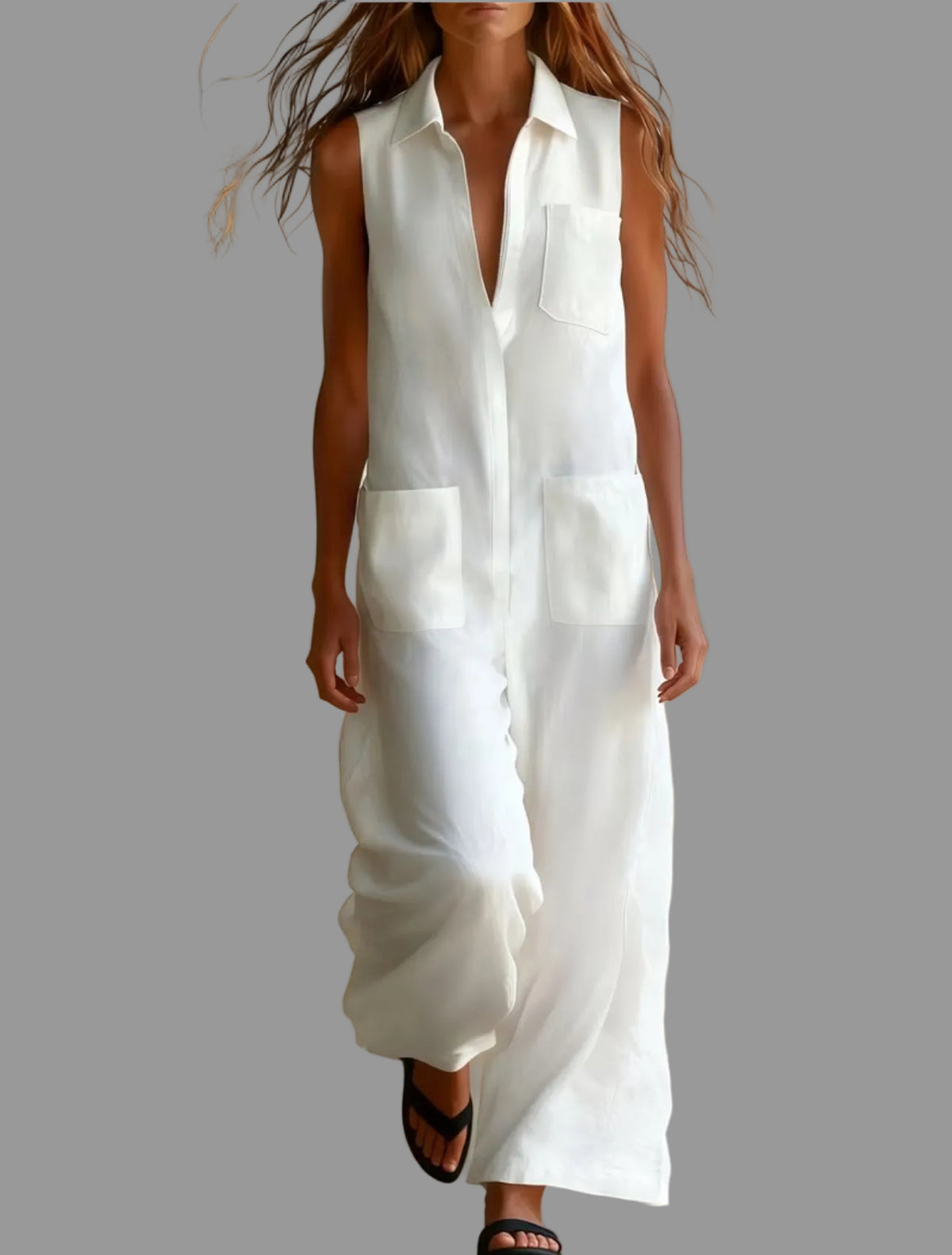 MONO SIN MANGAS CON BOLSILLOS PLASTÓN.