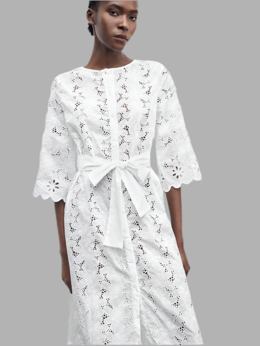 VESTIDO CON LAZADA ABOTONADO
