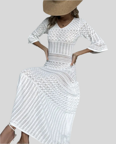Openwork Knit MIDI Dress