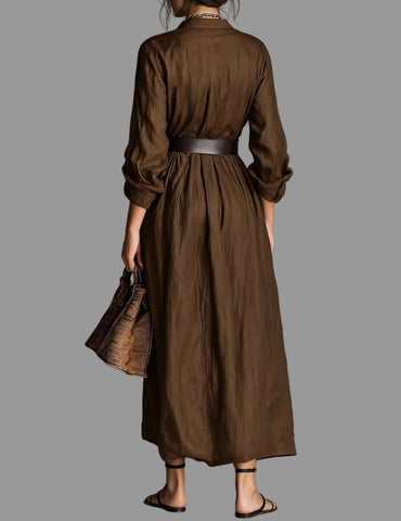 VESTIDO ESTILO SAHARIANO MARRÓN