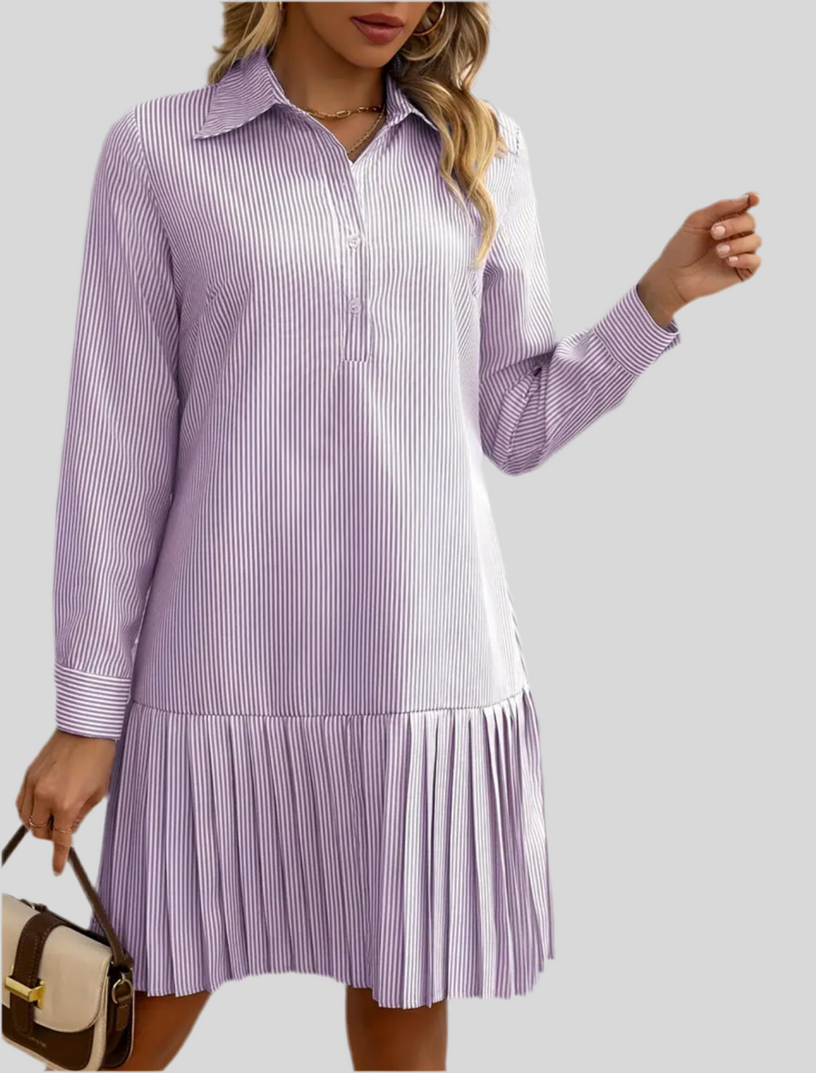 VESTIDO CAMISERO VOLANTE PLISADO 5 CLRS