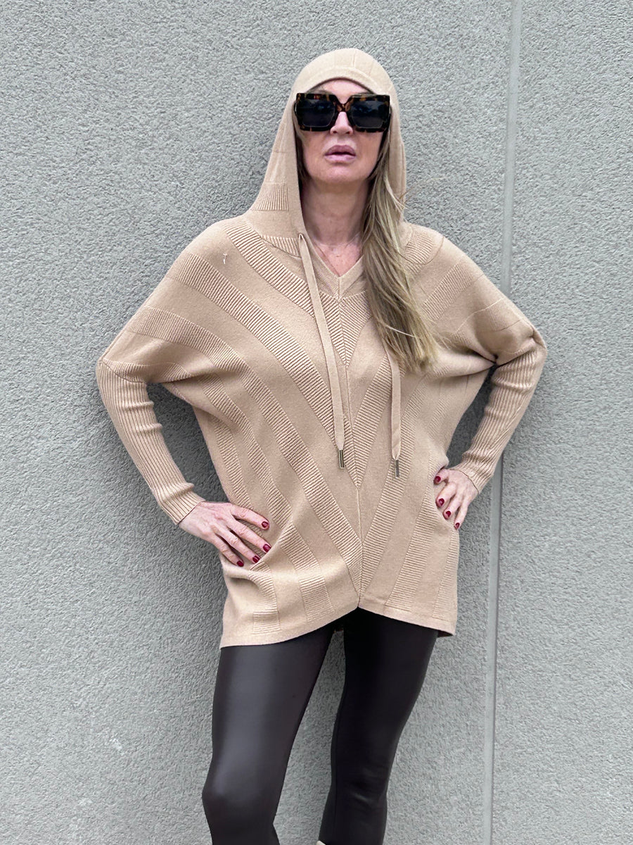 Jersey de punto suave con capucha oversize