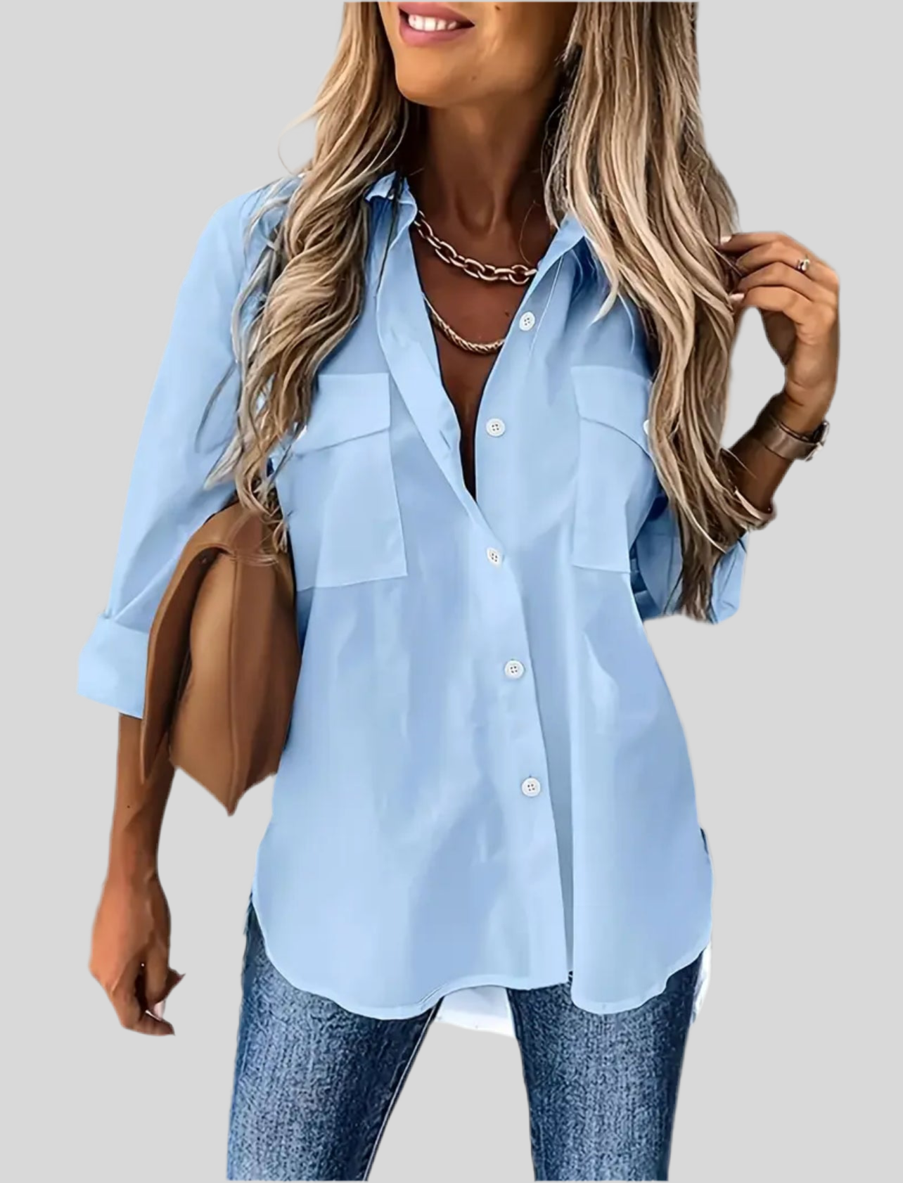 CAMISA OVERSIZE CON BOLSILLOS 6 CLRS