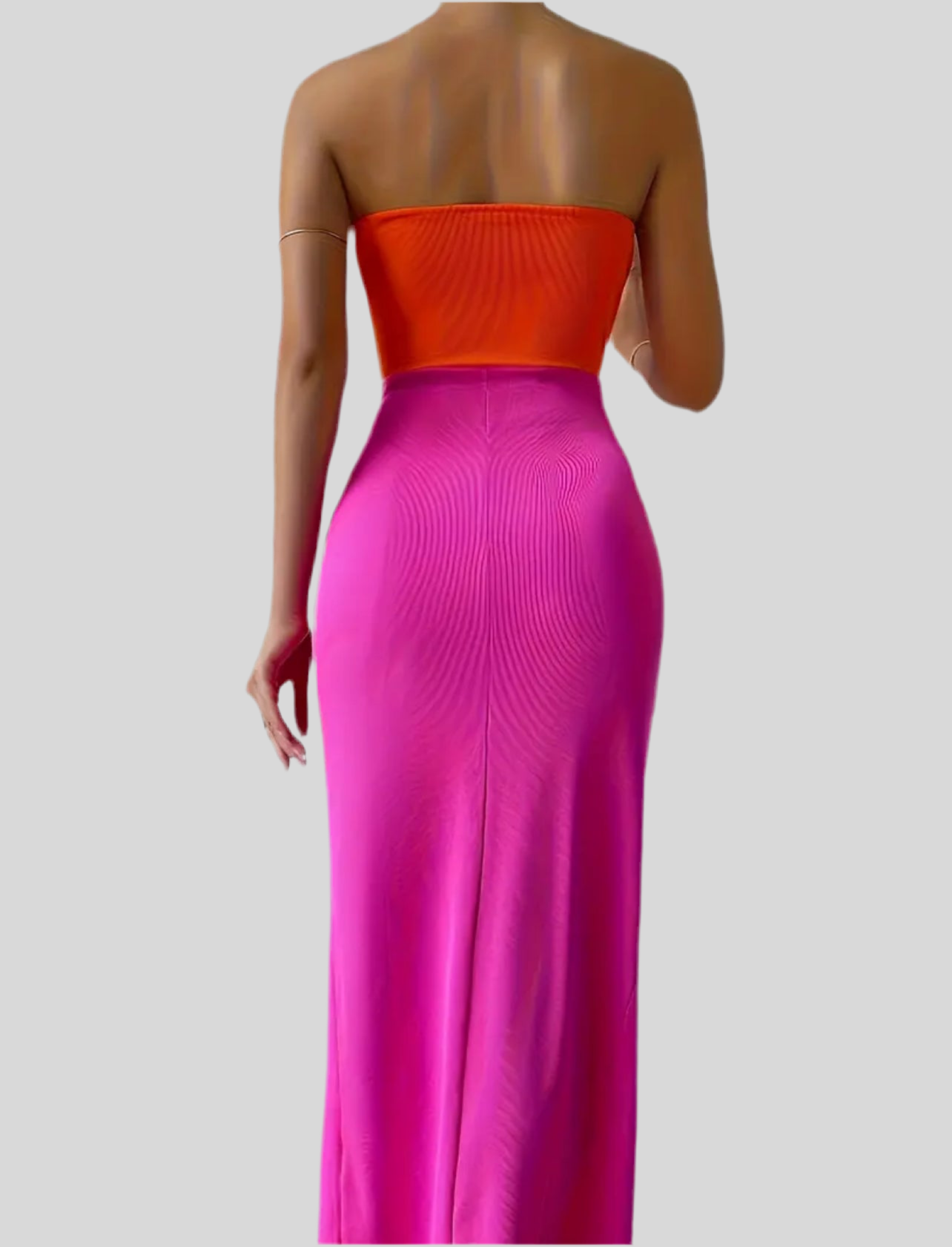 VESTIDO SIN TIRANTES BICOLOR ELÁSTICO