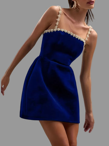 VESTIDO DE TERCIOPELO TIRANTE BRILLANTE 3 CLRS