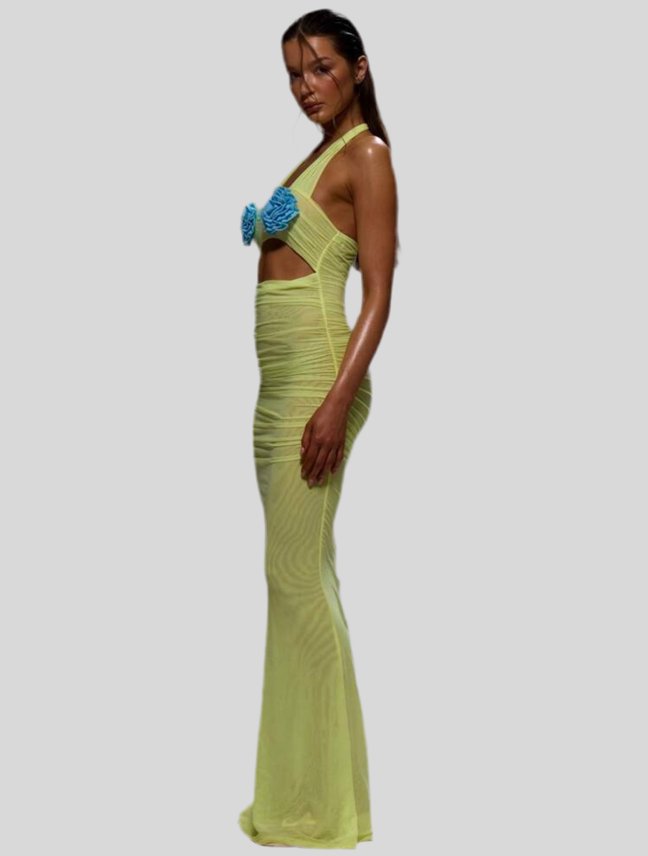 VESTIDO EN MALLA DE LYCRA CON FLORES