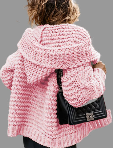 CHAQUETA CROP PUNTO CON CAPUCHA 7 CRS