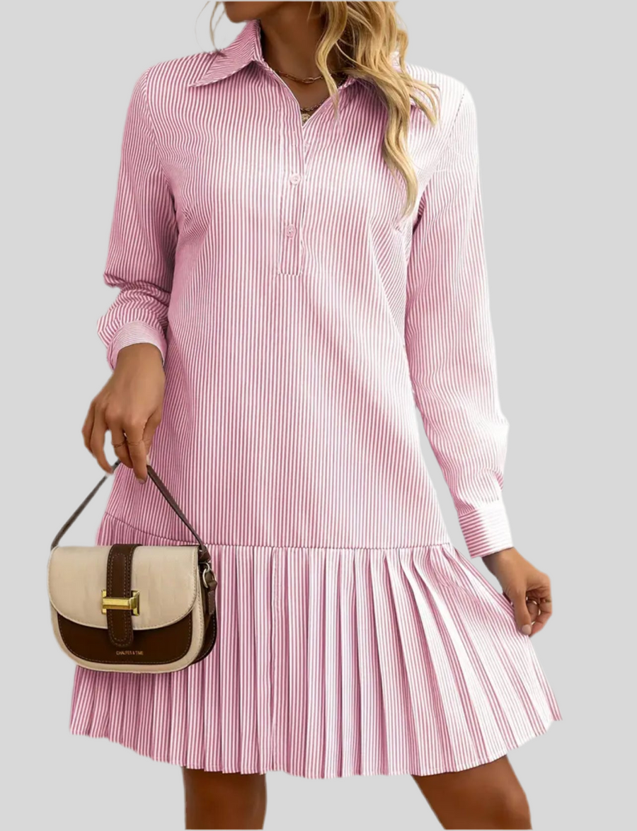 VESTIDO CAMISERO VOLANTE PLISADO 5 CLRS
