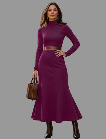 VESTIDO MIDI CON CUELLO ALTO 4 CLRS