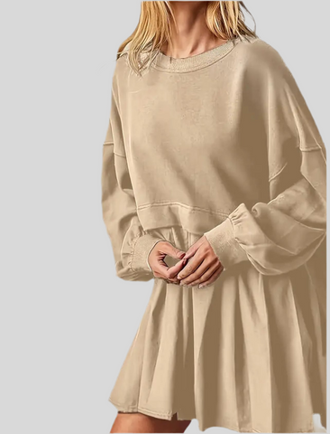 VESTIDO CORTO OVERSIZE DOS TEJIDOS 3 CLRS