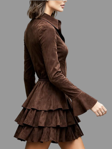 VESTIDO CORTO CAMISERO CON VOLANTES