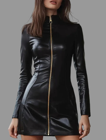 VESTIDO MINI DE CUERO ECO CON CREMALLERA
