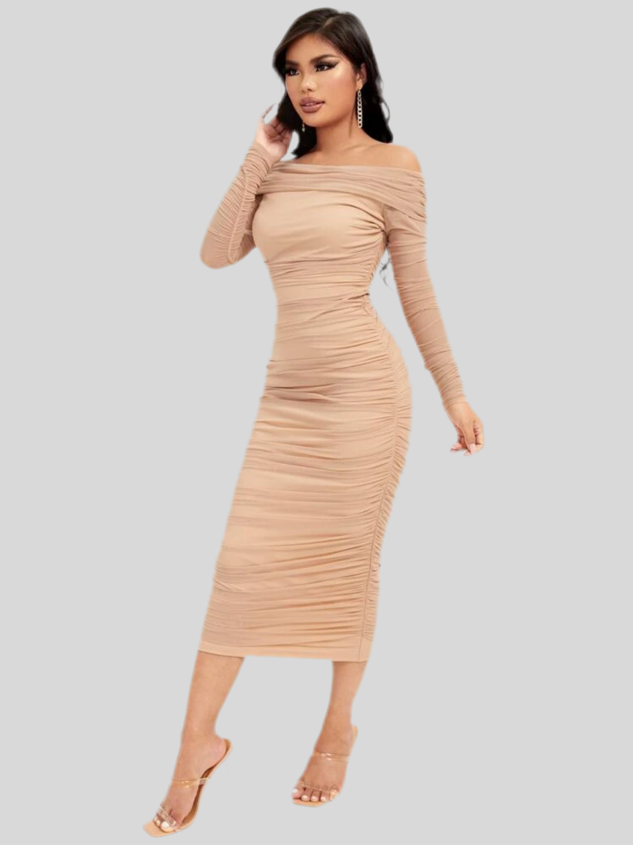 VESTIDO ELÁSTICO DRAPEADO 12 CLRS