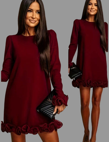 VESTIDO MINI CON VOLANTES EN MANGAS