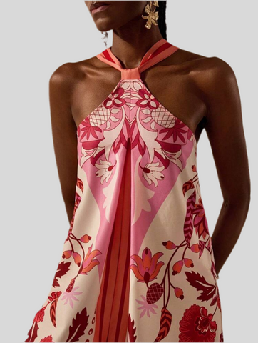 KIBAK HALTER PRINTED JUMPSUIT
