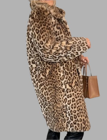 ABRIGO RECTO DE PELUCHE ANIMAL PRINT