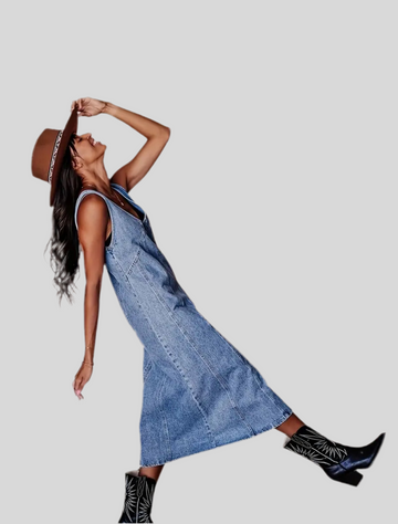 VESTIDO VAQUERO LAVADO MIDI SIN MANGAS