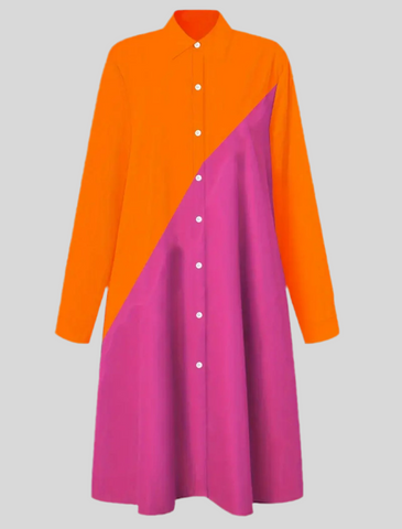VESTIDO CAMISERO AMPLIO BICOLOR