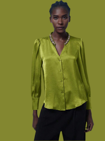 CAMISA DE RASO CON CUELLO JOYA 5 CLRS