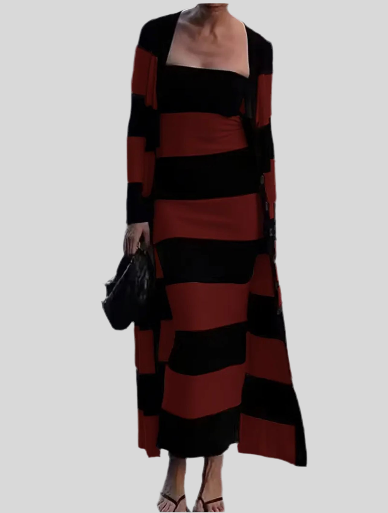 CONJUNTO DE VESTIDO LARGO CÁRDIGAN 2 CLRS