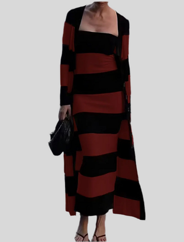 CONJUNTO DE VESTIDO LARGO CÁRDIGAN 2 CLRS