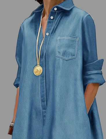 VESTIDO CAMISERO TRAPECIO VAQUERO 2 CLRS