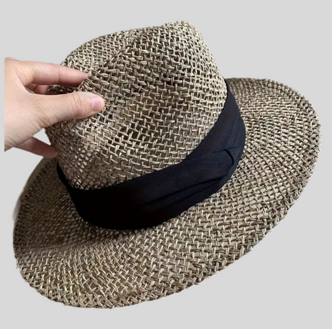 SOMBRERO DE RAFIA NATURAL CON BANDA 3 CLRS