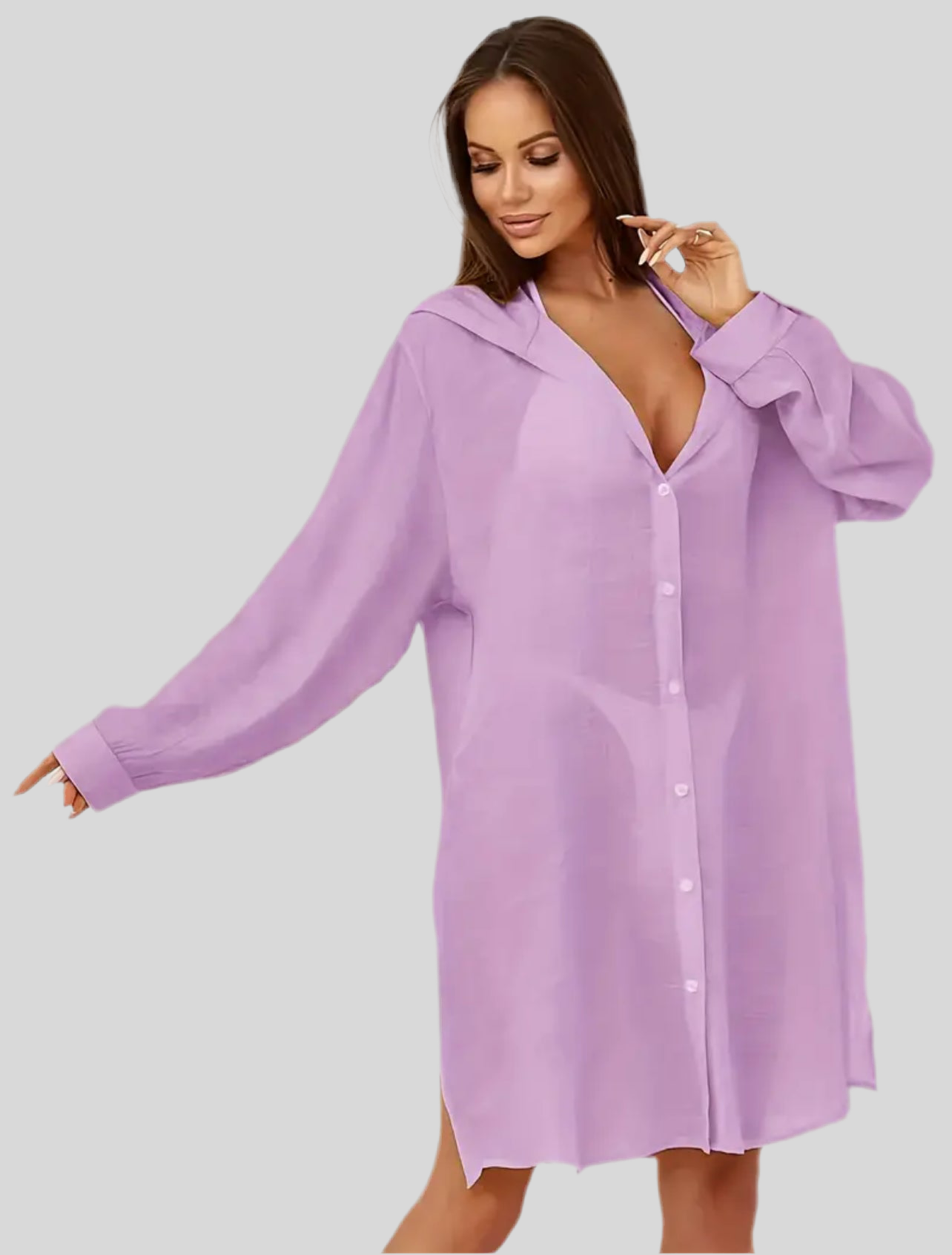 VESTIDO BLUSÓN DE PLAYA CON CAPUCHA 6 CLRS