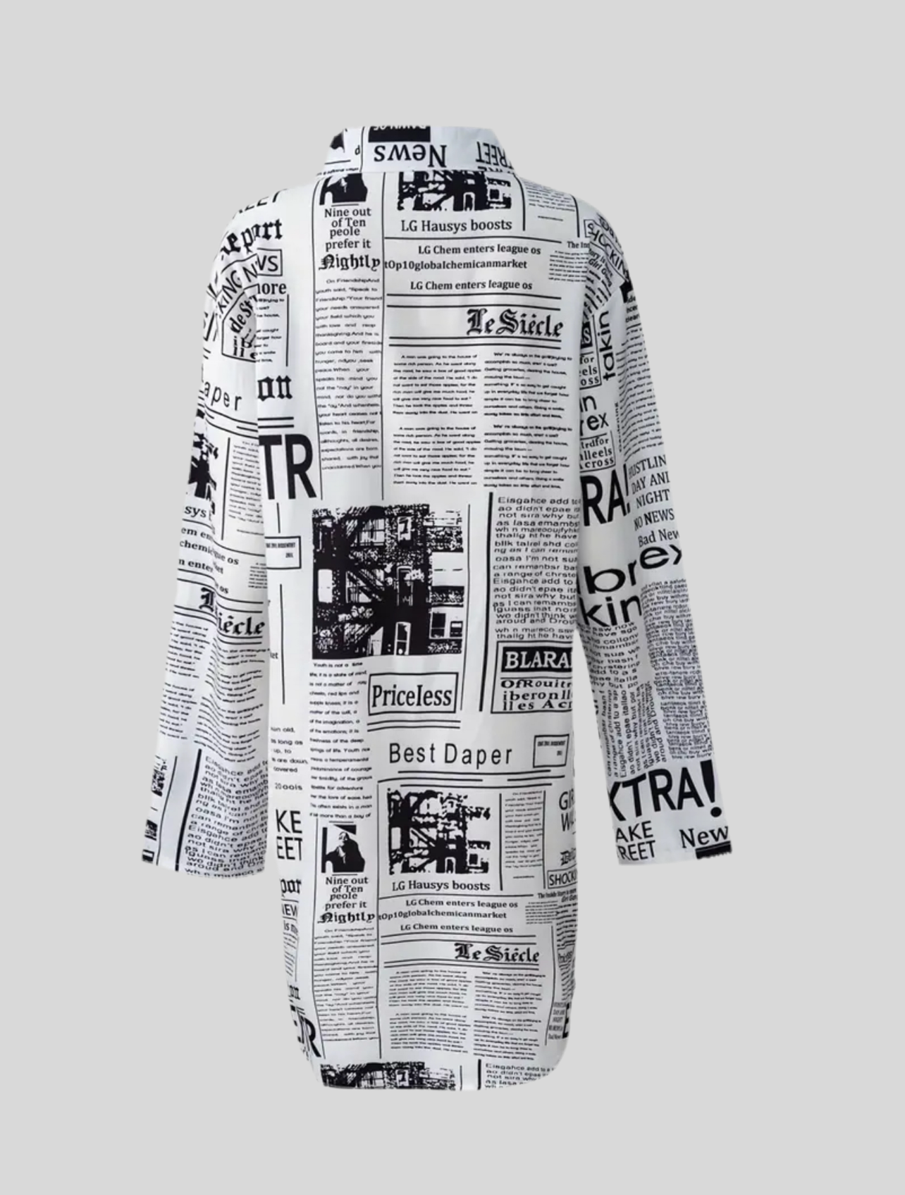 CAMISA LARGA Y AMPLIA NEWSPAPER