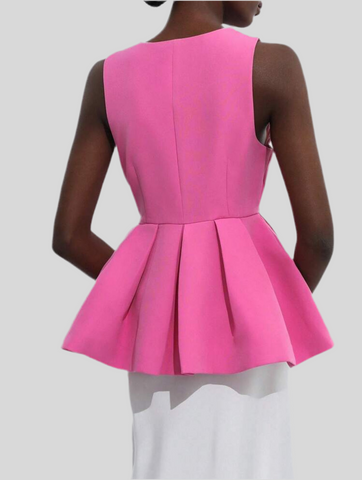PEPLUM TOP WITH DEEP NECKLINE 3 CLOSURES