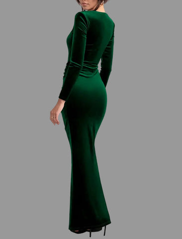 VESTIDO LARGO DE TERCIOPELO ENTALLADO 7 CLRS