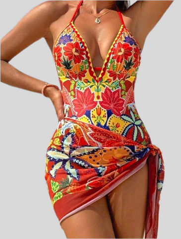 CONJUNTO DE TRAJE DE BAÑO Y MINI PAREO 2 CLRS
