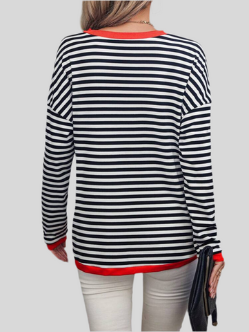 JERSEY VERANO DE RAYAS BORDE ROJO